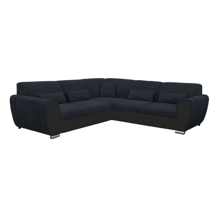 VISEU Left-Hand L-Shaped Corner Sofa Bed with Storage, Anthracite/Black