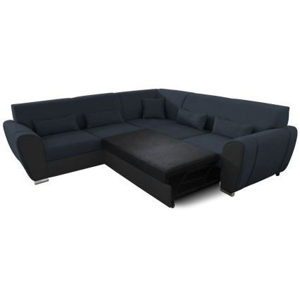 VISEU Left-Hand L-Shaped Corner Sofa Bed with Storage, Anthracite/Black