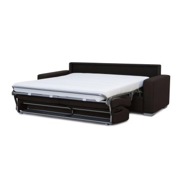 LEKA three-seater sofa bed for daily use — brown