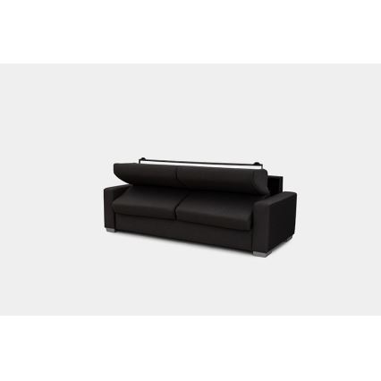 LEKA three-seater sofa bed for daily use — brown
