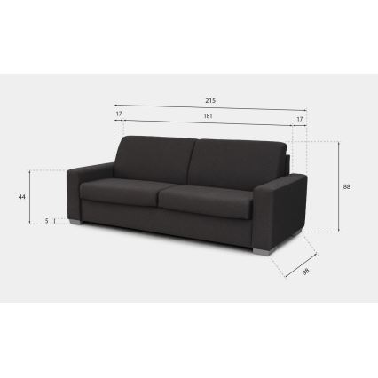 LEKA three-seater sofa bed for daily use — brown