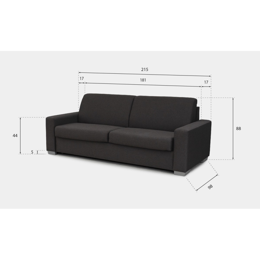LEKA three-seater sofa bed for daily use — brown