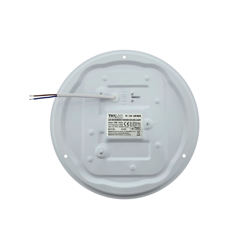 LENA LED 12W/230V Ceiling Light with Motion Sensor, Ø 25.7 cm, White