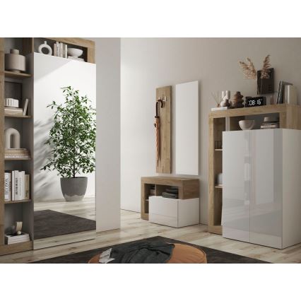 LENOR Bench 91x209 cm White/Brown