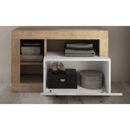 LENOR Bench 91x209 cm White/Brown