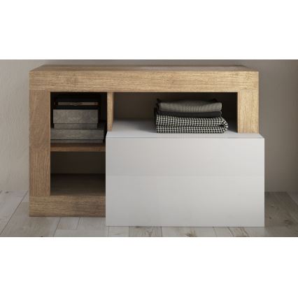 LENOR Bench 91x209 cm White/Brown