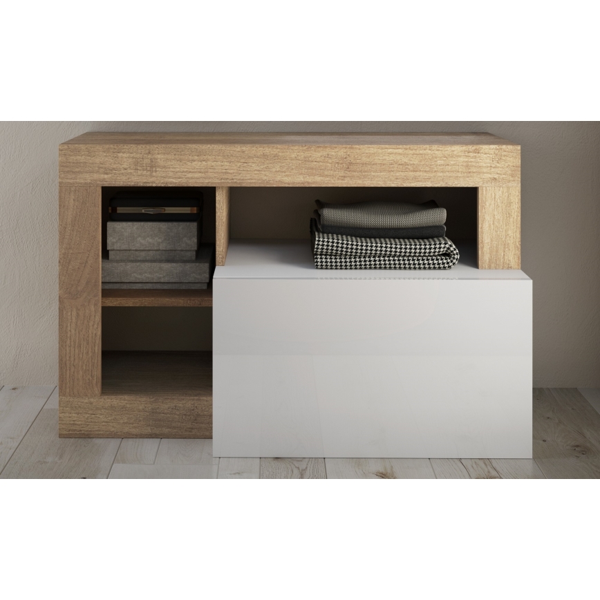 LENOR Bench 91x209 cm White/Brown