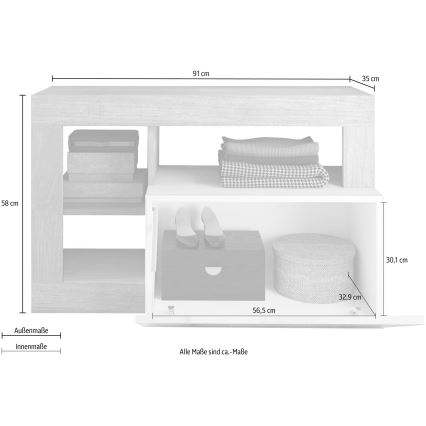 LENOR Bench 91x209 cm White/Brown