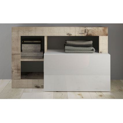 LENOR Bench, White/Brown