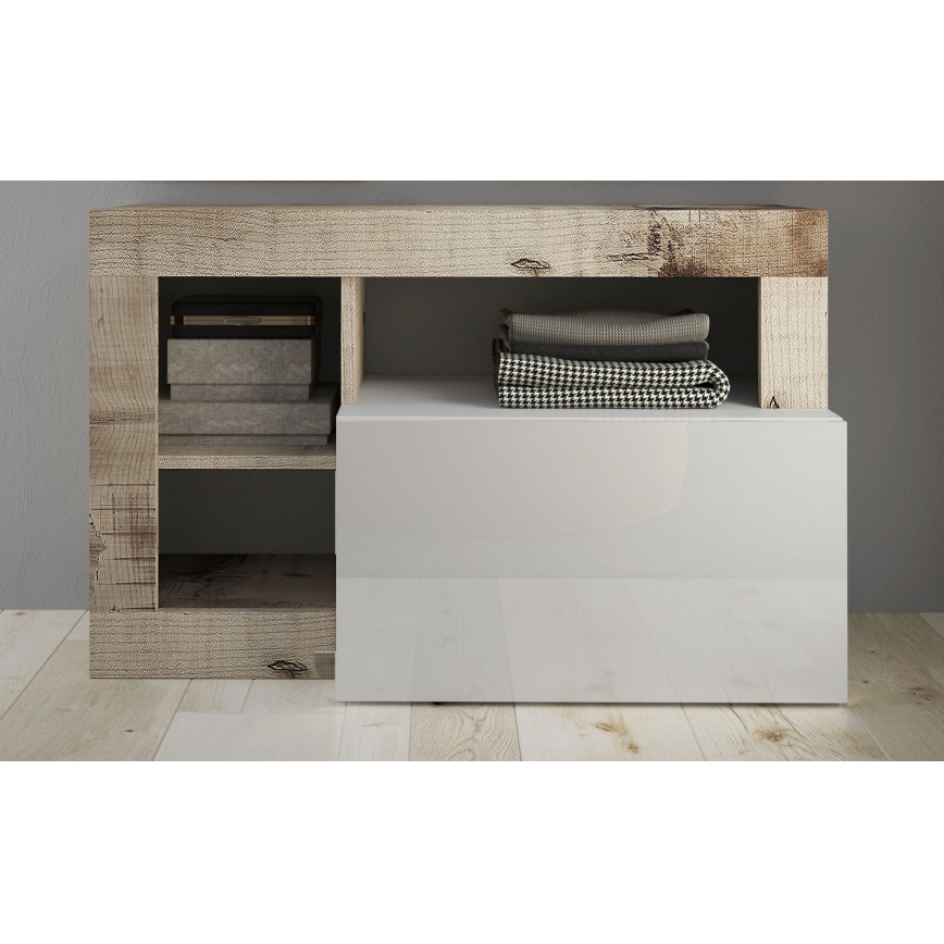 LENOR Bench, White/Brown