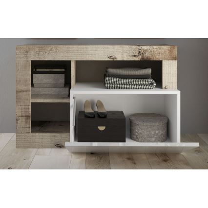 LENOR Bench, White/Brown