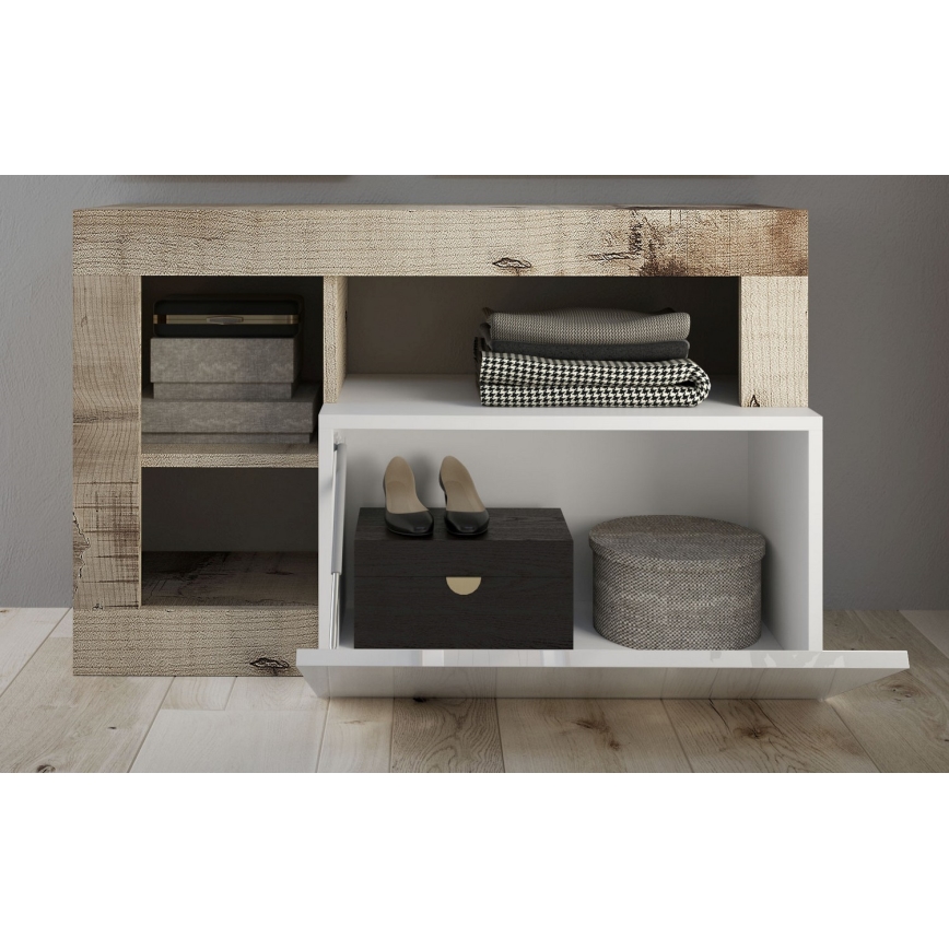 LENOR Bench, White/Brown