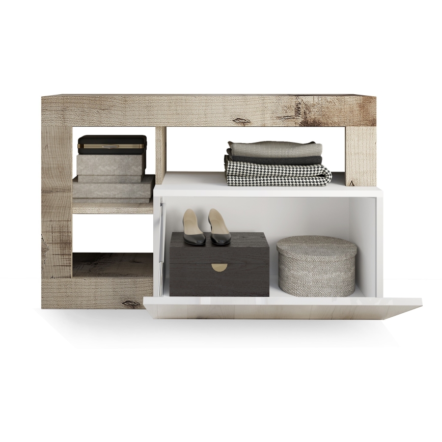 LENOR Bench, White/Brown