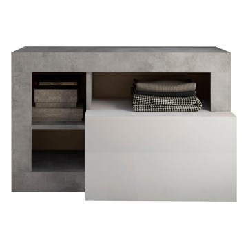 LENOR Bench White/Grey Concrete