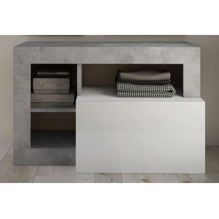 LENOR Bench White/Grey Concrete