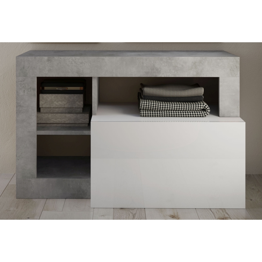 LENOR Bench White/Grey Concrete