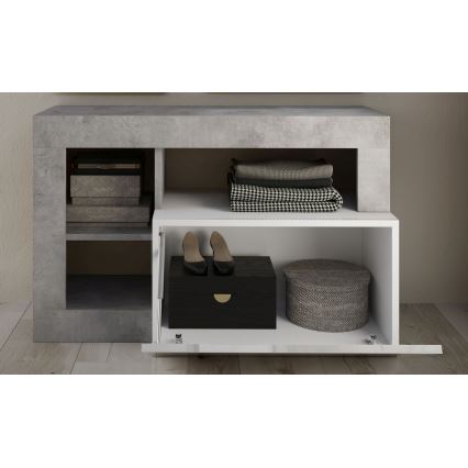 LENOR Bench White/Grey Concrete