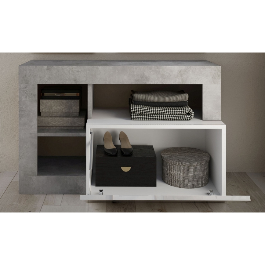 LENOR Bench White/Grey Concrete