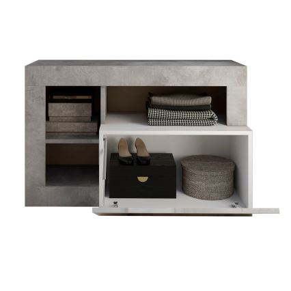 LENOR Bench White/Grey Concrete