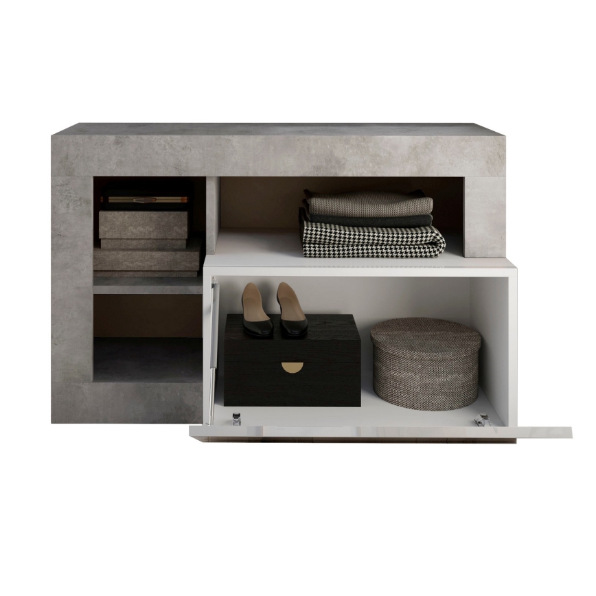 LENOR Bench White/Grey Concrete