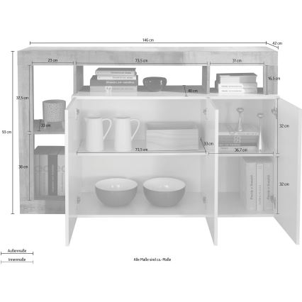 LENOR Chest of Drawers Cashmere/Brown