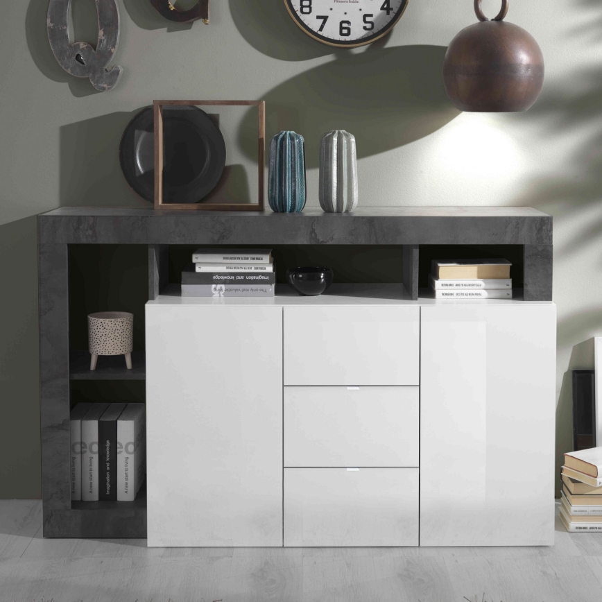 LENOR Chest of Drawers, White/Anthracite