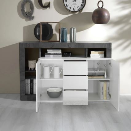 LENOR Chest of Drawers, White/Anthracite