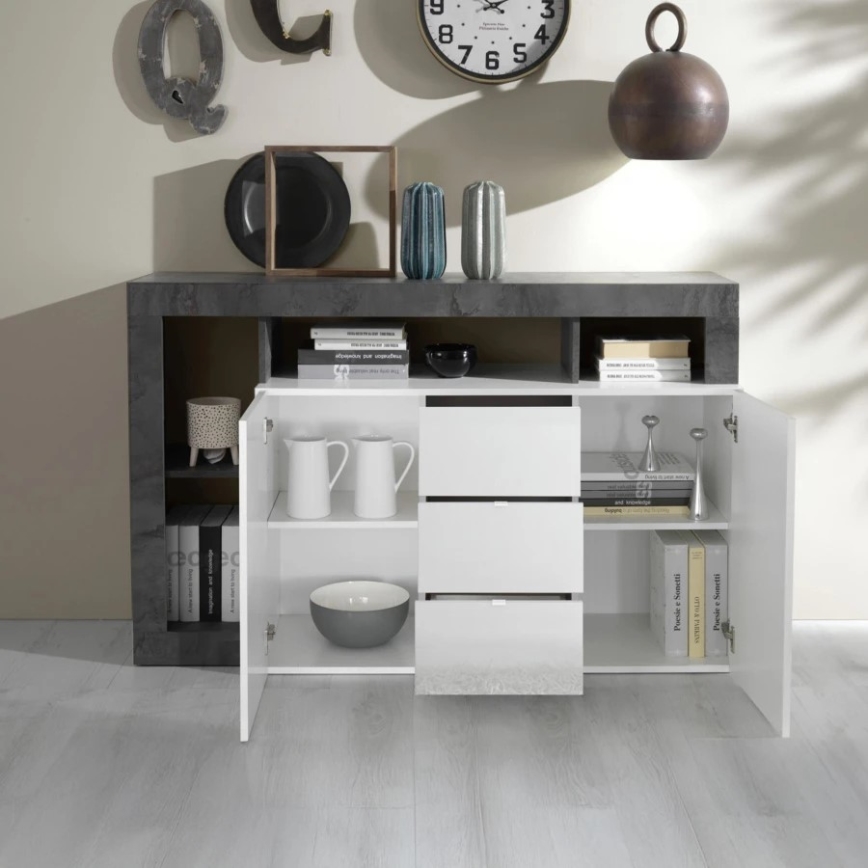 LENOR Chest of Drawers, White/Anthracite