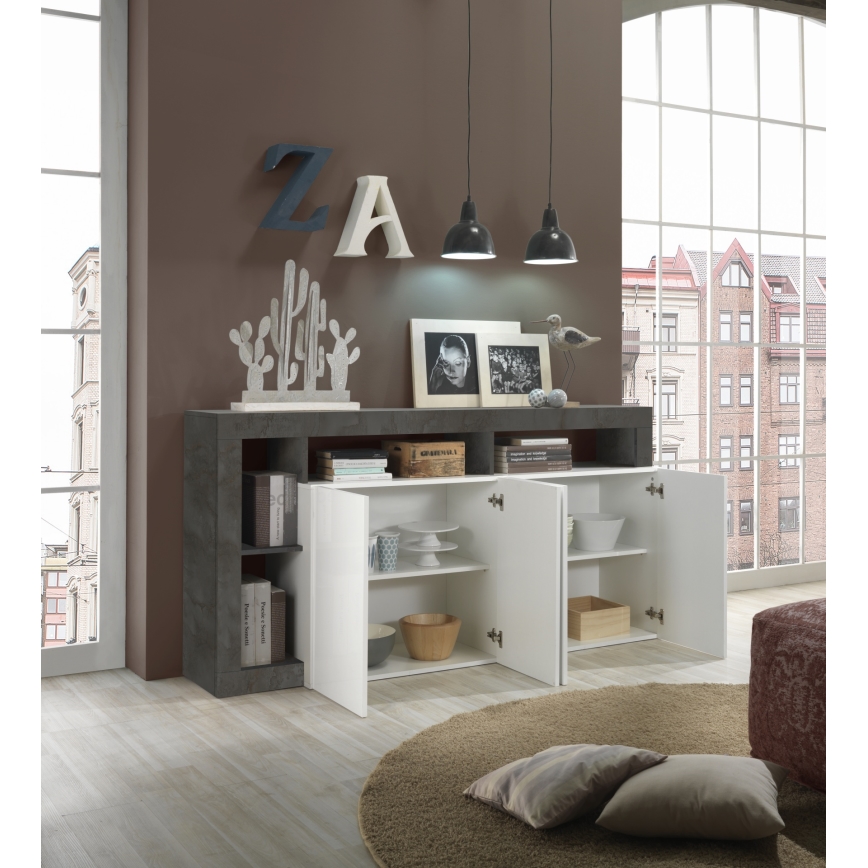 LENOR Chest of Drawers, White/Anthracite