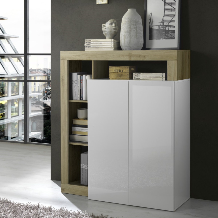 LENOR chest of drawers white/brown