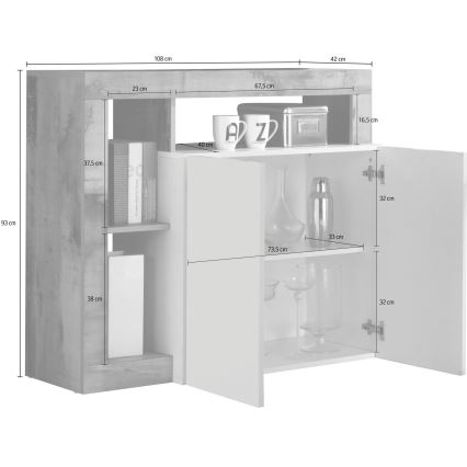 LENOR Chest of Drawers, White/Brown