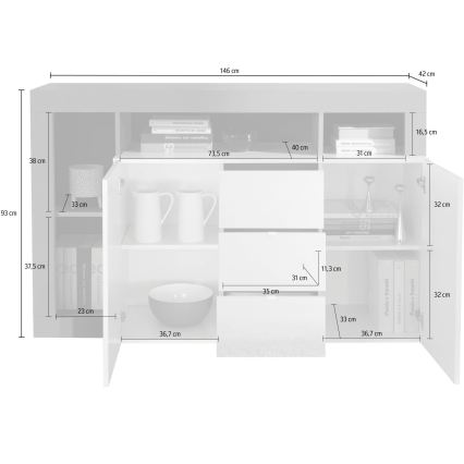 LENOR Chest of Drawers, White/Brown