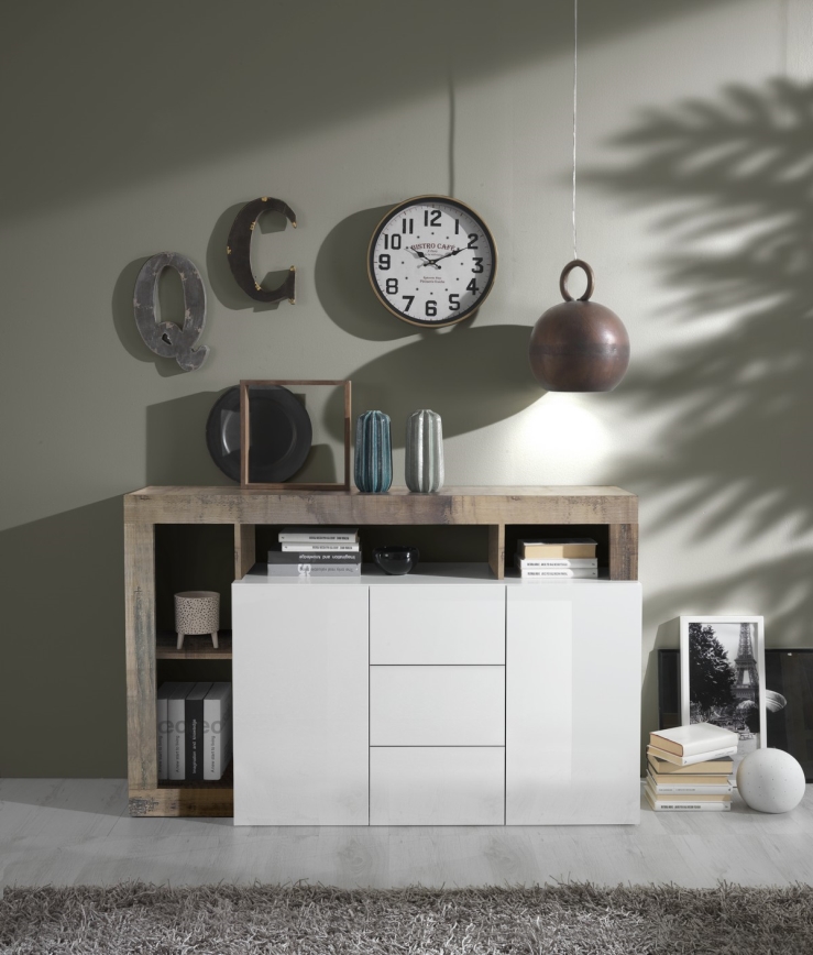 LENOR Chest of Drawers, White/Brown