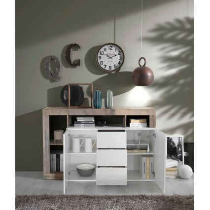 LENOR Chest of Drawers, White/Brown