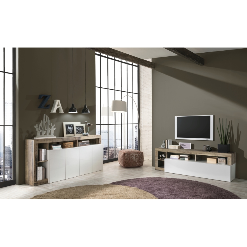 LENOR Chest of Drawers, White/Brown