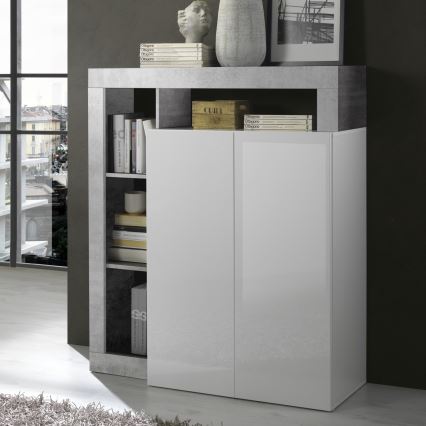 LENOR Chest of Drawers, White/Concrete Grey