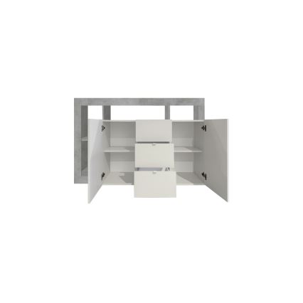 LENOR Chest of Drawers – White/Gray Concrete Effect