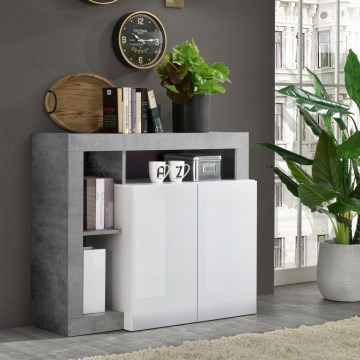 LENOR Chest of Drawers White/Grey Concrete