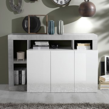LENOR chest of drawers white/grey concrete