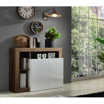 LENOR chest of drawers white/oak