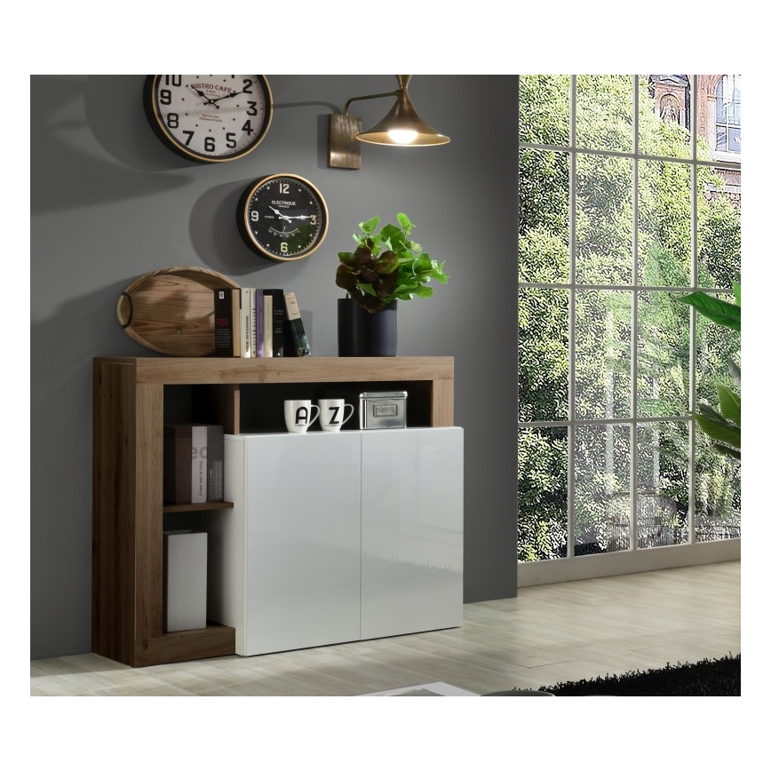 LENOR chest of drawers white/oak