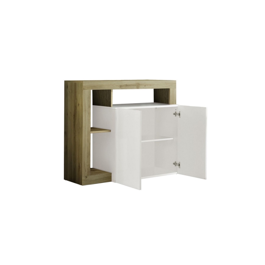 LENOR chest of drawers white/oak