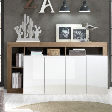 LENOR Chest of Drawers, White/Oak