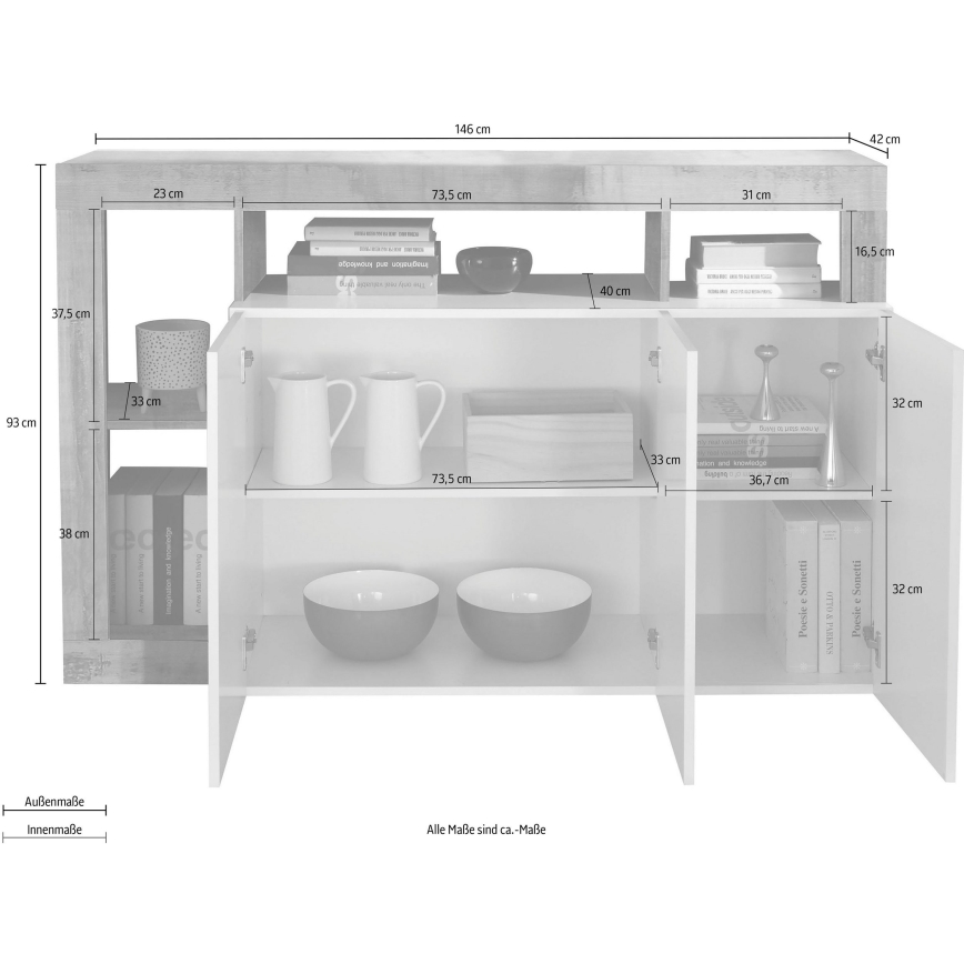 LENOR dresser white/brown