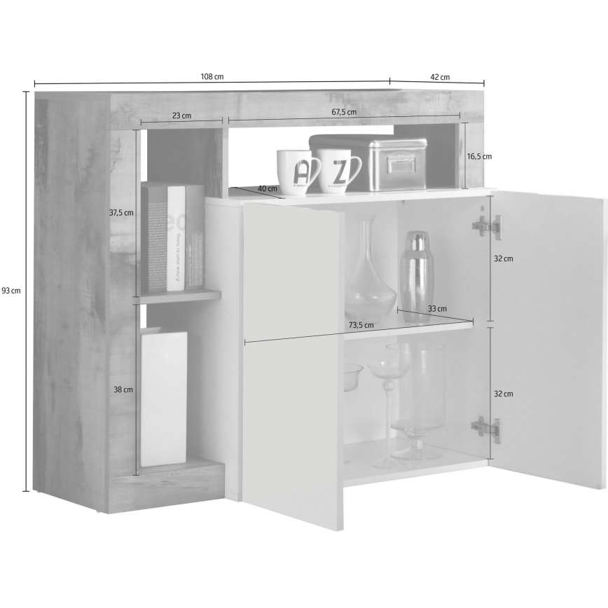 LENOR Dresser — Cashmere / Light Oak