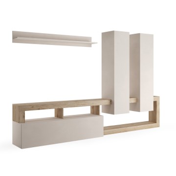 LENOR Living Room Wall Unit, Cashmere/Brown