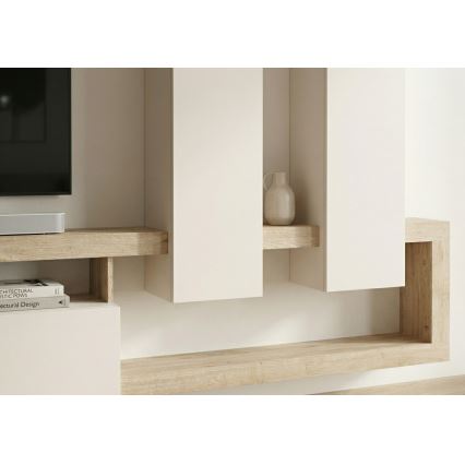 LENOR Living Room Wall Unit, Cashmere/Brown