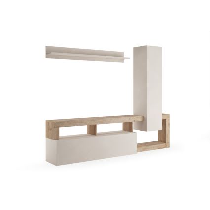 LENOR Living Room Wall Unit, Cashmere/Brown