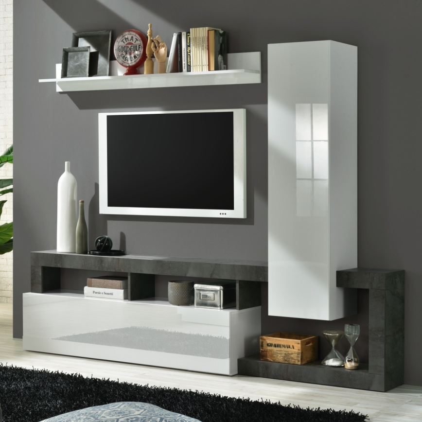 LENOR living room wall unit, white/anthracite