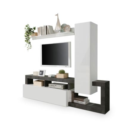 LENOR living room wall unit, white/anthracite